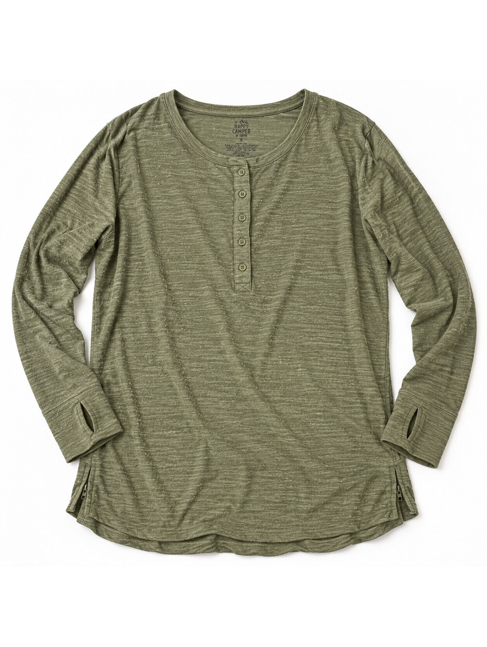 Torrid Happy Camper Lyocell Henley Tee 5 5X Olive Green Thumb Holes Tunic